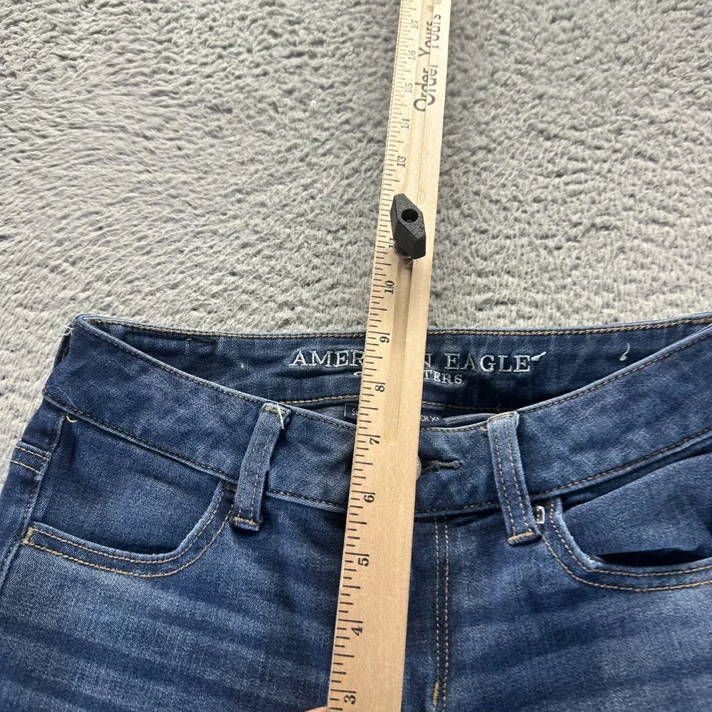 American Eagle Outfitters X4 Jeans Womens 00 Blue Denim‎ Jegging Faded Stretch